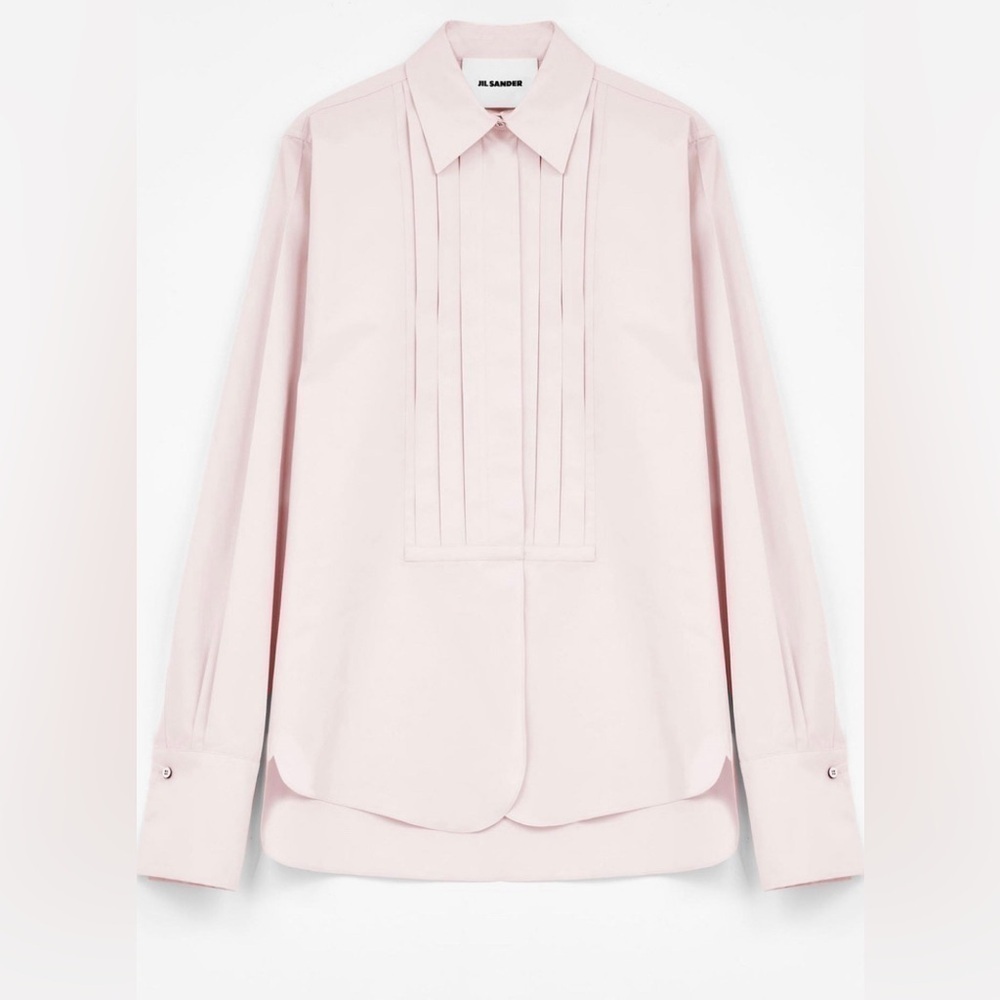 Jil Sander Pleated Cotton Shirt in Rose NWT